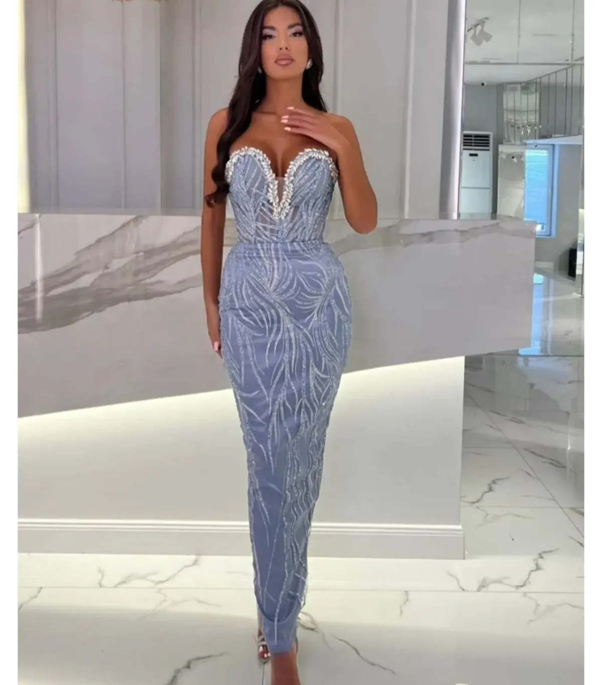 Vlora & Kaltrina Gown Light Blue Size 8 for rent on The Volte - main image
