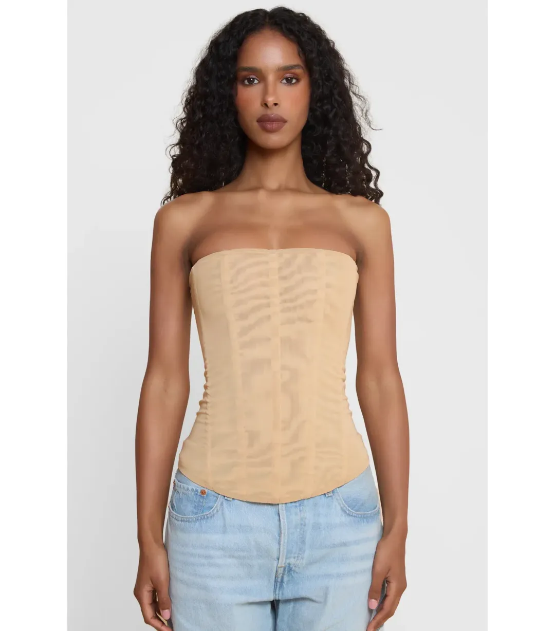 Leau Muse Mesh Corset Top Tan Size S/AU8 for rent on The Volte - main image