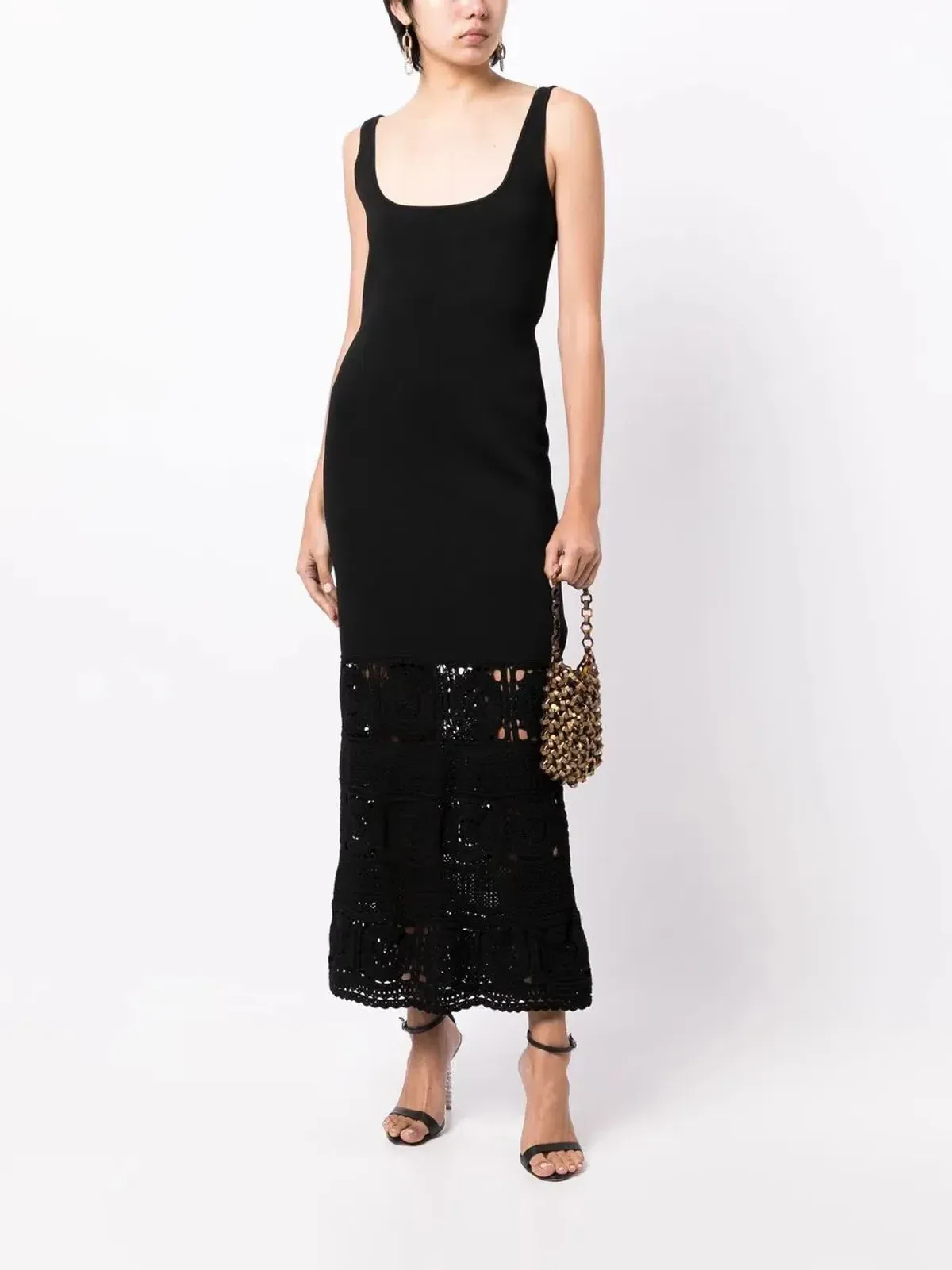Rebecca Vallance Romina Crochet Trimmed Midi Dress Black Size L AU 12 for rent on The Volte - main image