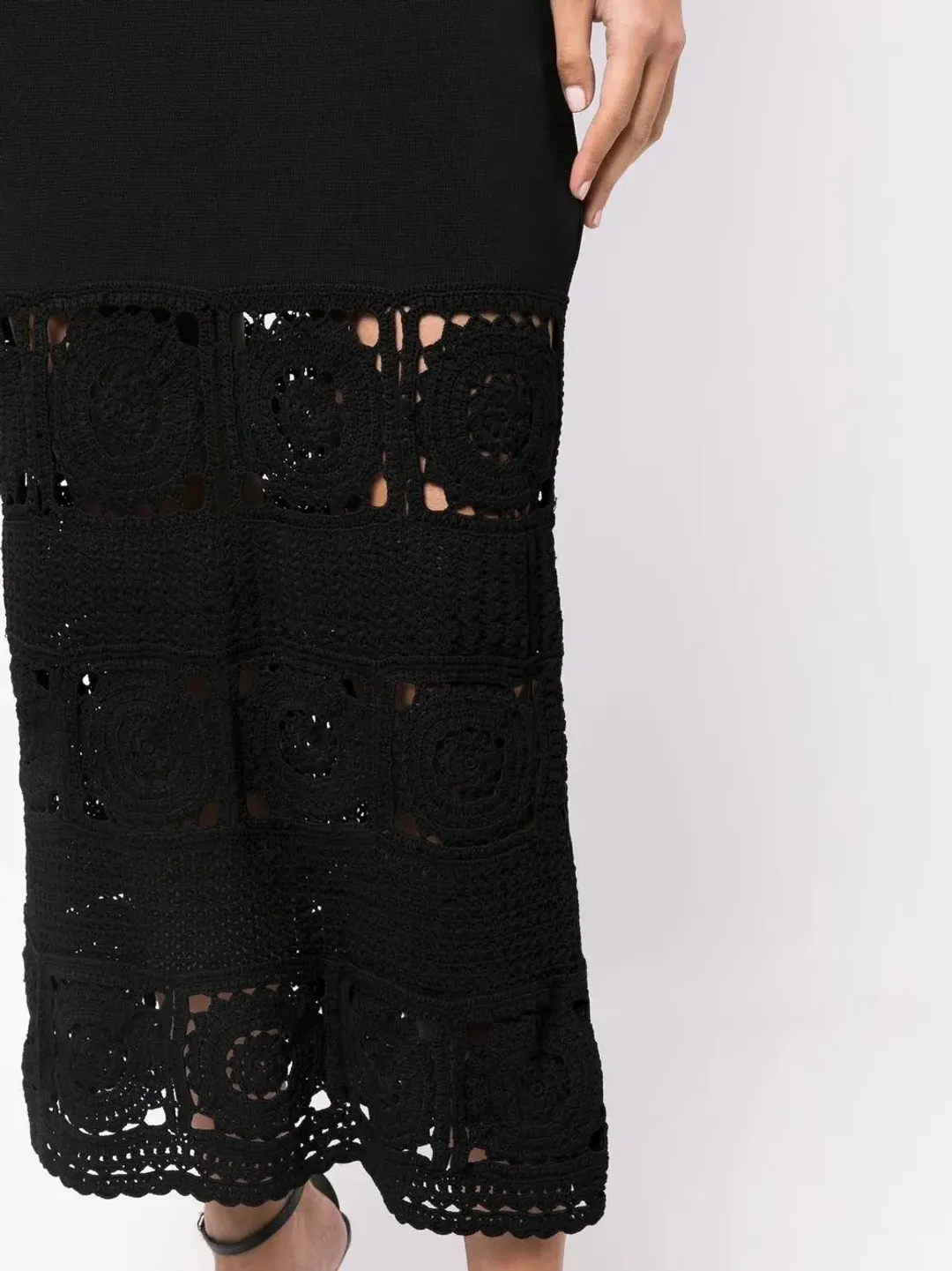 Rebecca Vallance Romina Crochet Trimmed Midi Dress Black Size L AU 12 for rent on The Volte - main image