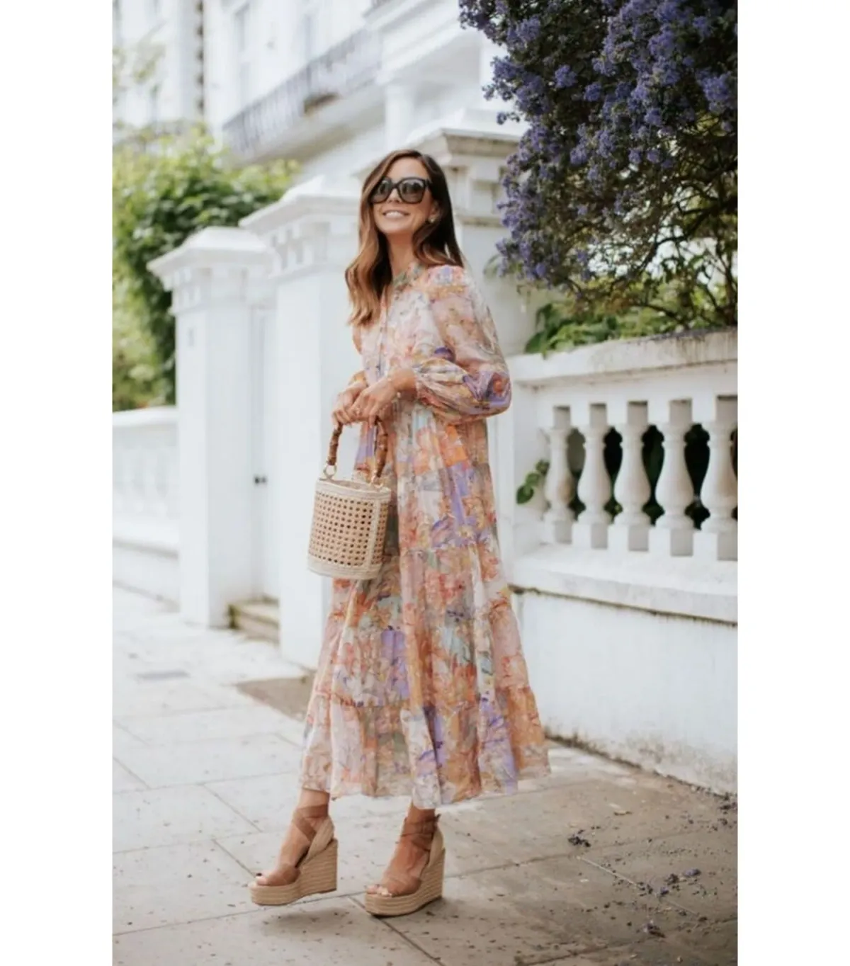 Zimmermann Cira Tiered Shirt Dress Patch Multi Floral Size 2 AU 12 for rent on The Volte - main image
