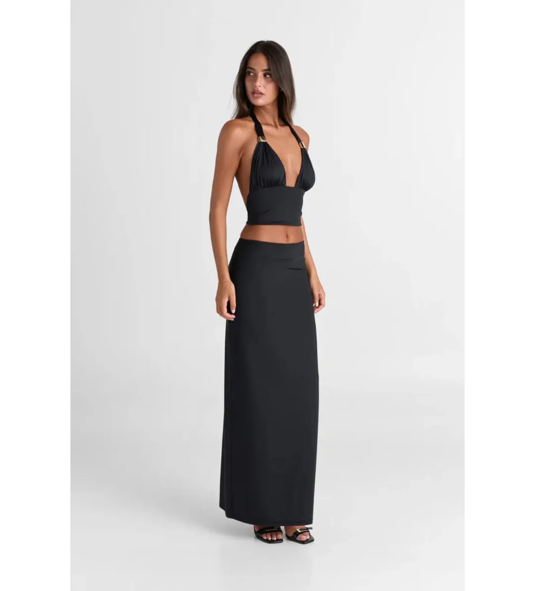 Sasha Therese Cleo Top and Maxi Skirt Set Black Size M AU 10 for rent on The Volte - main image