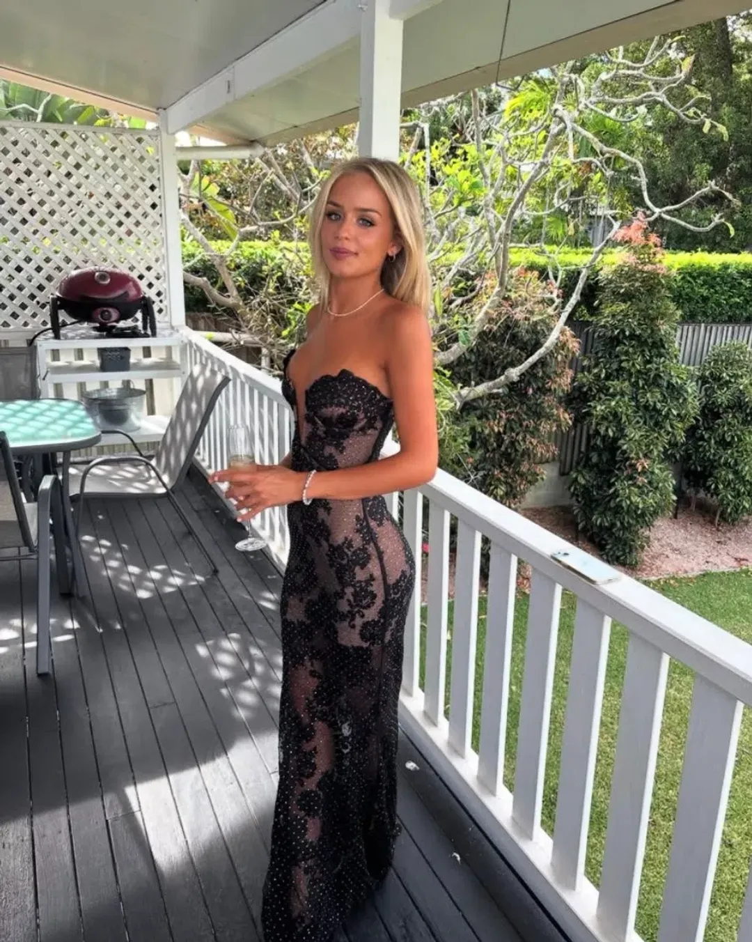 Self Portrait Embellished Sheer Lace Maxi Dress Black Size 12 for rent on The Volte - main image