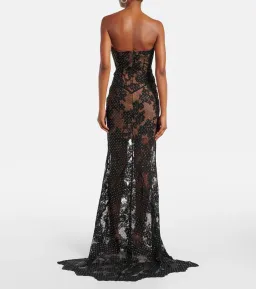 Self Portrait Embellished Sheer Lace Maxi Dress Black Size 10 for rent on The Volte - image 3