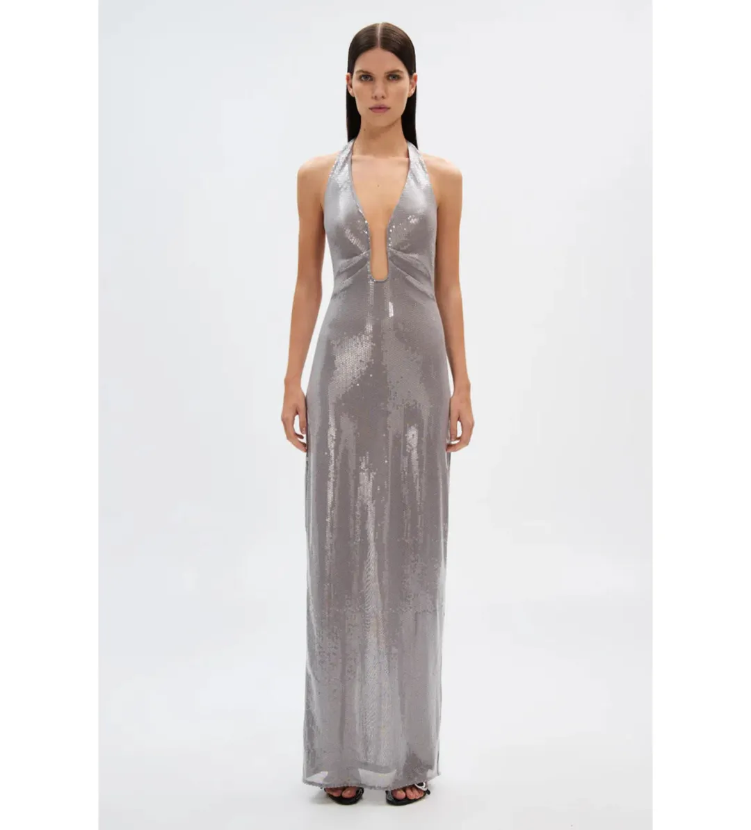 Misha Alusia Sequin Dress Silver Size 6/XS for rent on The Volte - main image