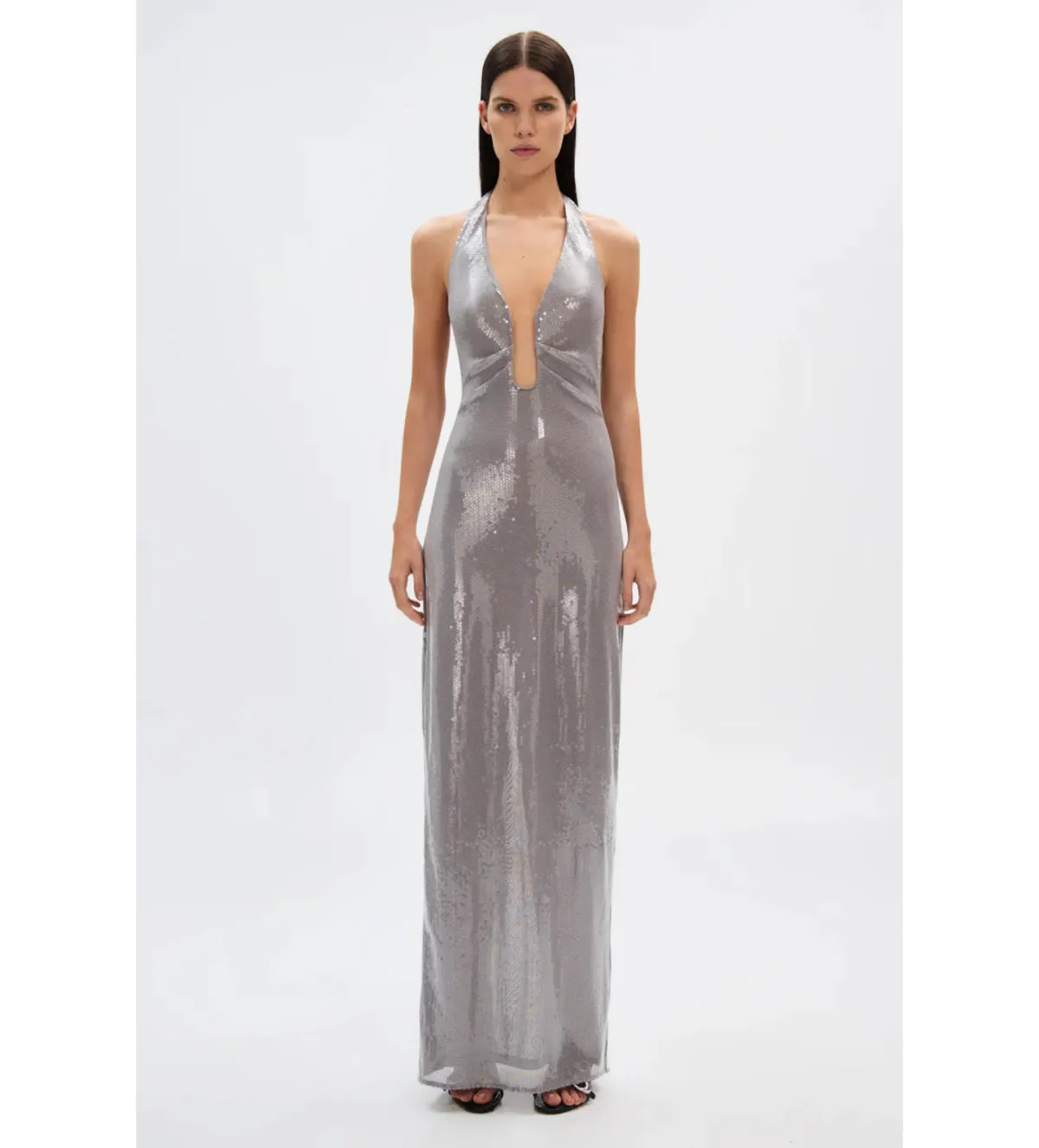 Misha Alusia Sequin Dress Silver Size 6/XS for rent on The Volte - main image