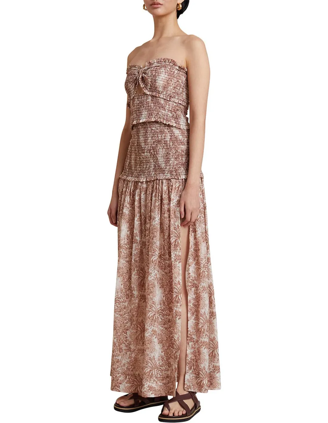 Bec and Bridge Gloria Maxi Floral Strapless Dress in Brown Size 10 for rent on The Volte - main image