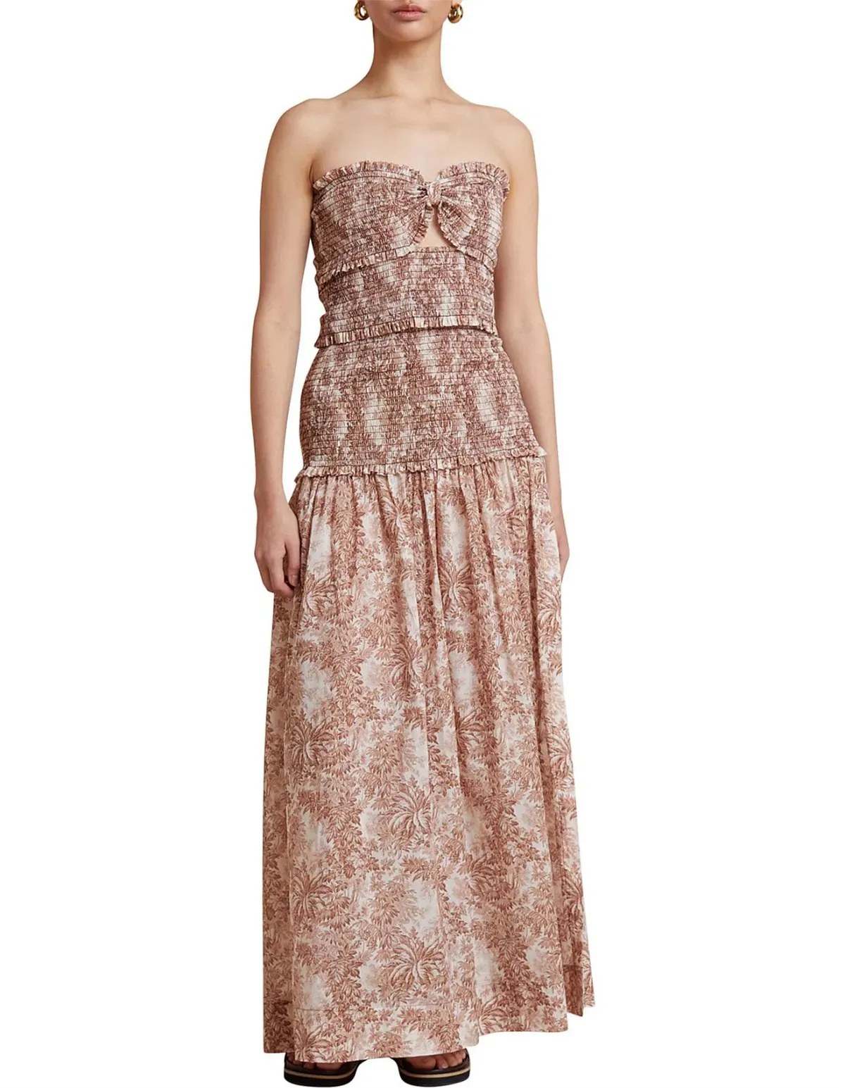Bec and Bridge Gloria Maxi Floral Strapless Dress in Brown Size 10 for rent on The Volte - main image