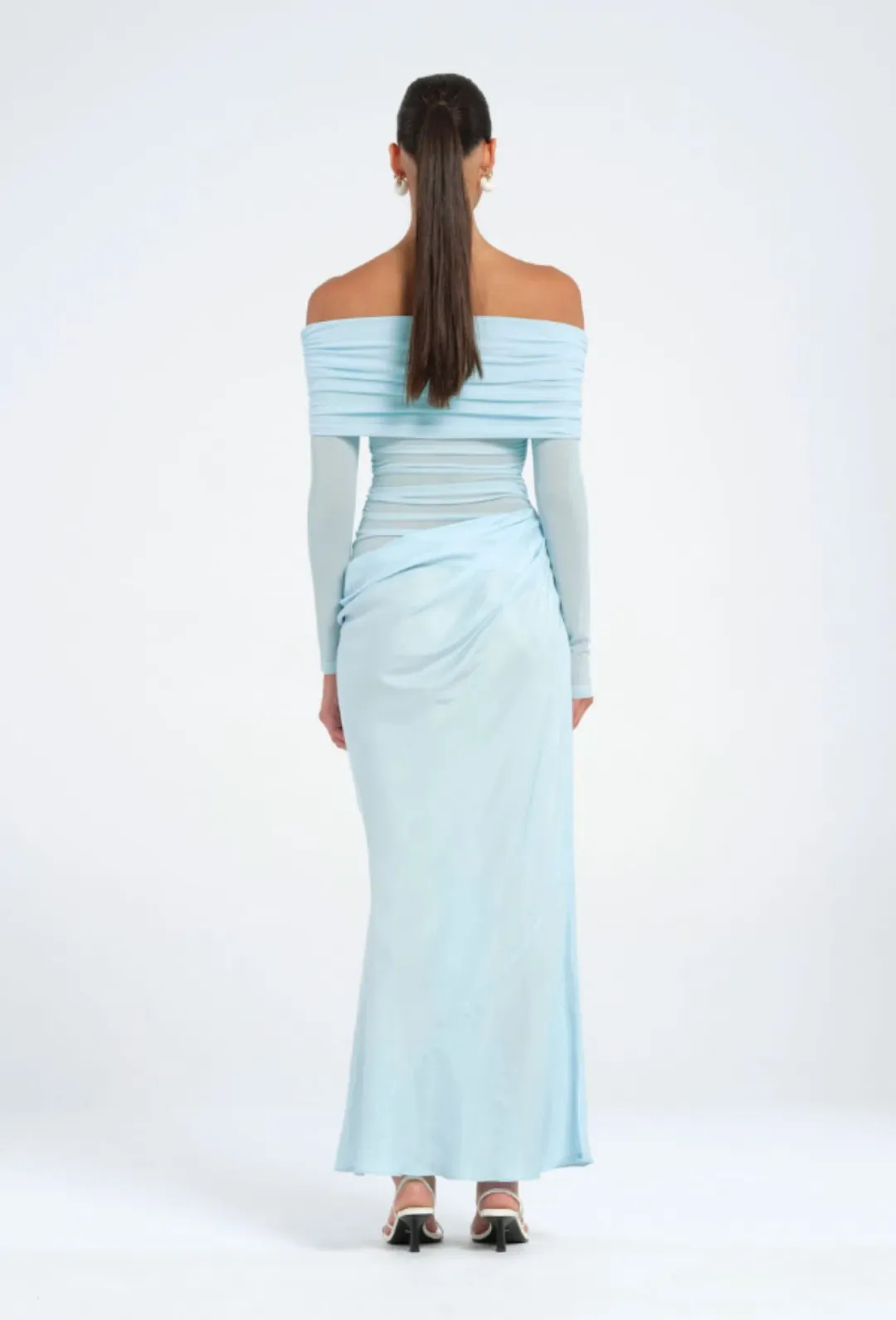 Benni Yasmin Off Shoulder Dress in Baby Blue Size 6 for rent on The Volte - main image