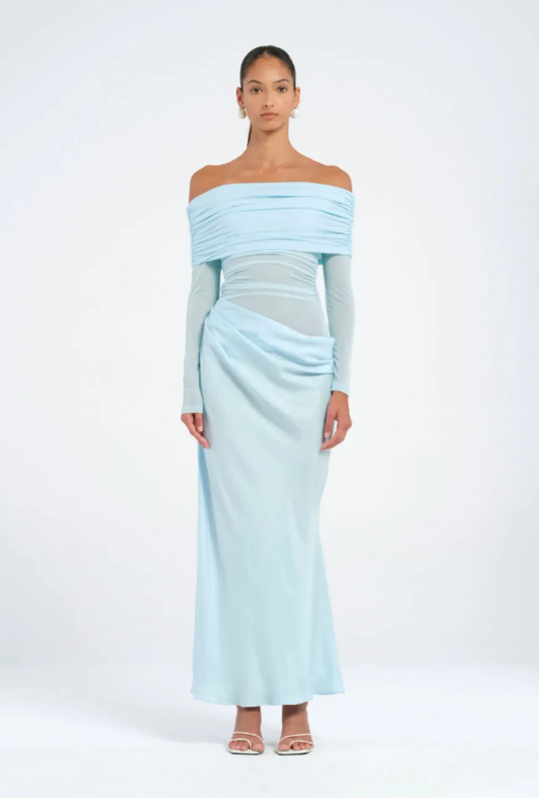 Benni Yasmin Off Shoulder Dress in Baby Blue Size 6 for rent on The Volte - main image