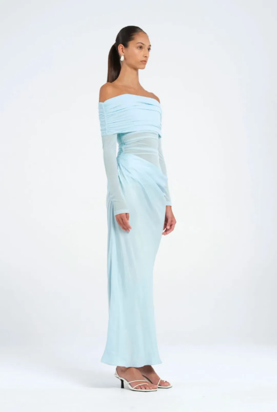 Benni Yasmin Off Shoulder Dress in Baby Blue Size 6 for rent on The Volte - main image