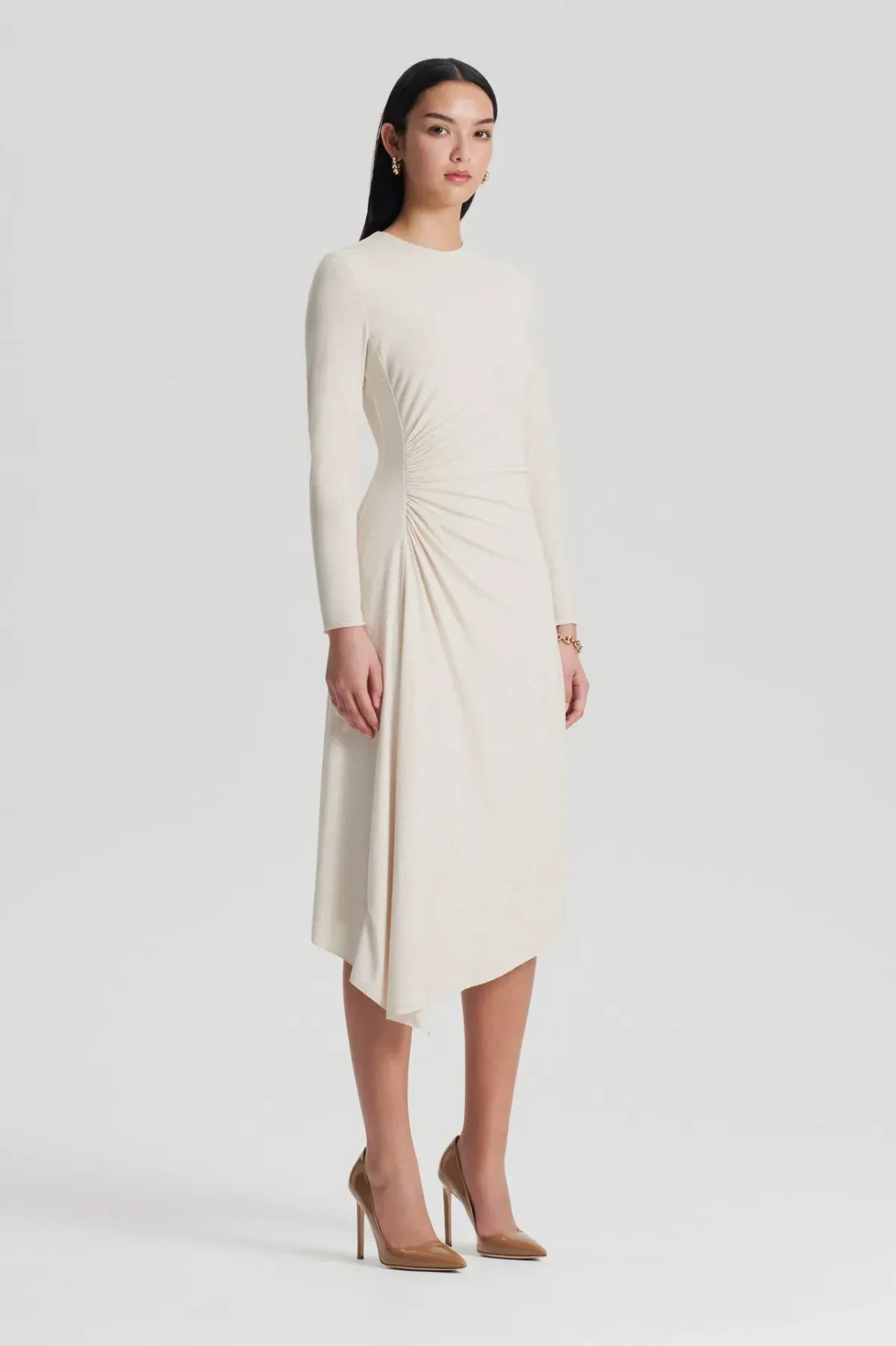 Scanlan Theodore Draped Tinsel Midi Vanilla Size 10 for rent on The Volte - main image
