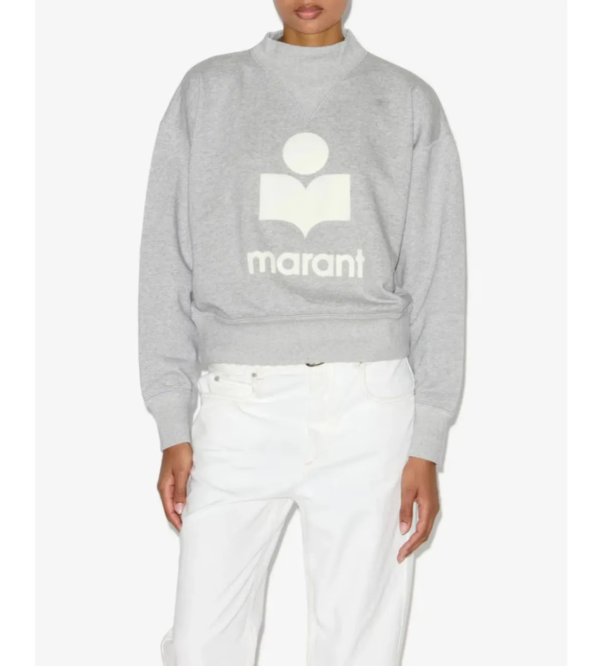 Isabel Marant Moby Stand-up Collar Logo Sweatshirt Gray Size 10/M for rent on The Volte - main image