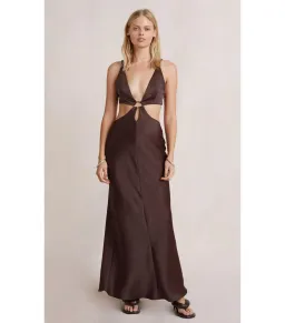 Bec and Bridge Flex V Maxi Dress in Brown Size AU 6  for rent on The Volte - image 1