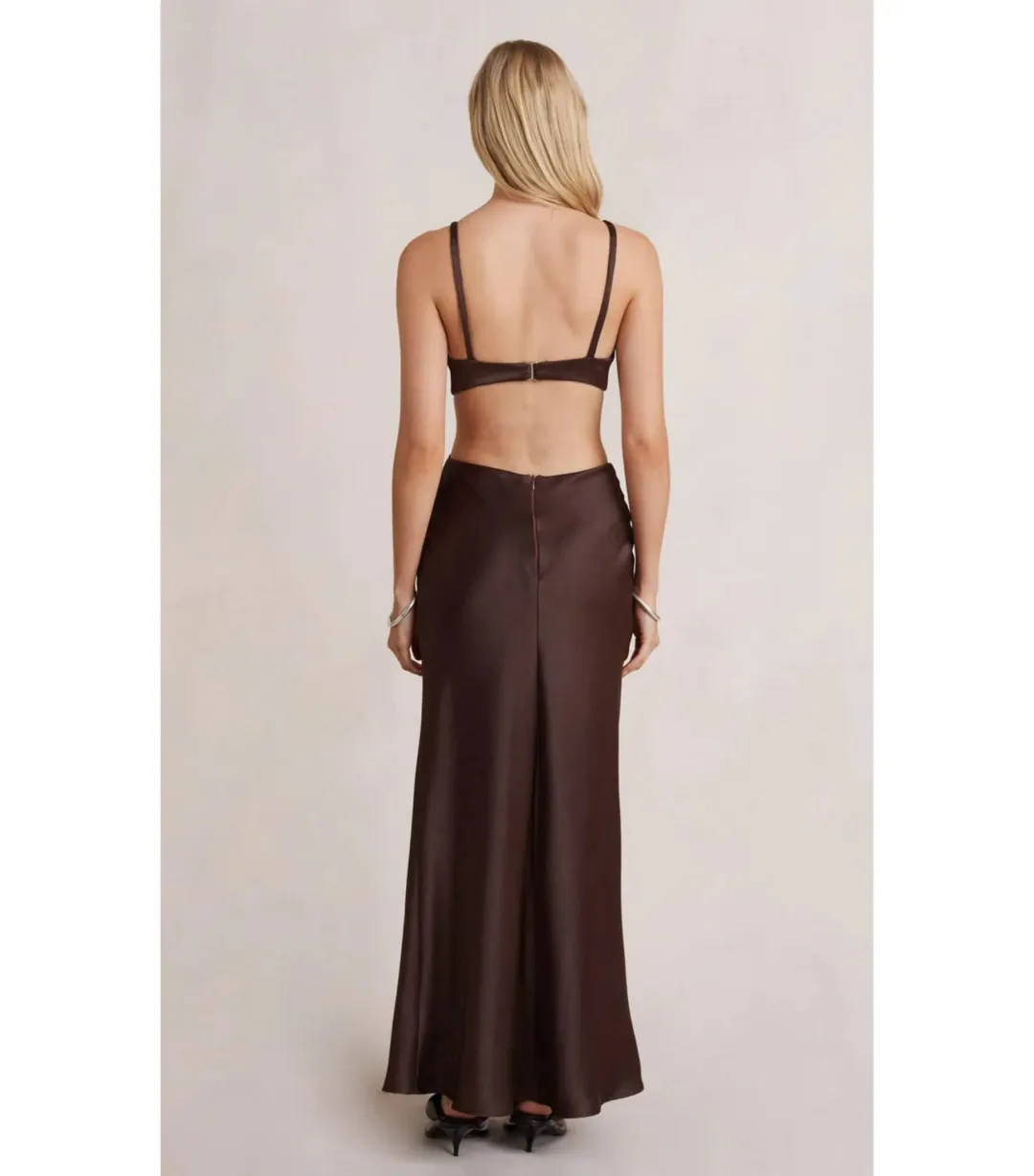 Bec and Bridge Flex V Maxi Dress in Brown Size AU 6  for rent on The Volte - main image