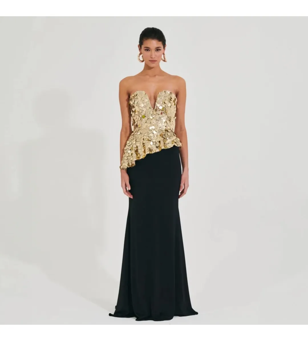 Meraki Official Mirror Jersey Gown Gold Size AU 6 for rent on The Volte - main image