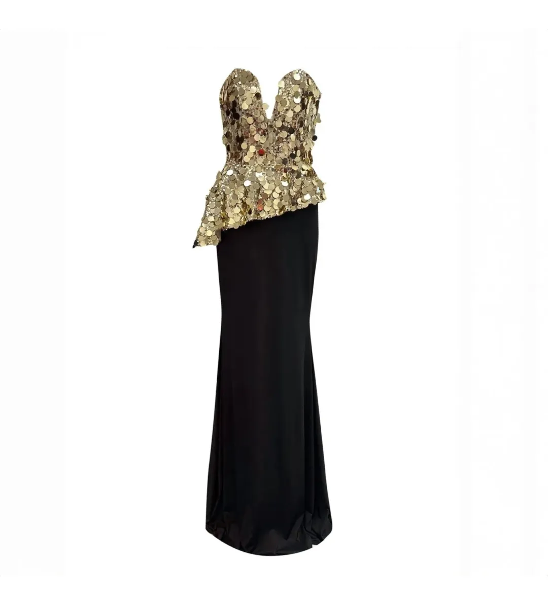 Meraki Official Mirror Jersey Gown Gold Size AU 6 for rent on The Volte - main image