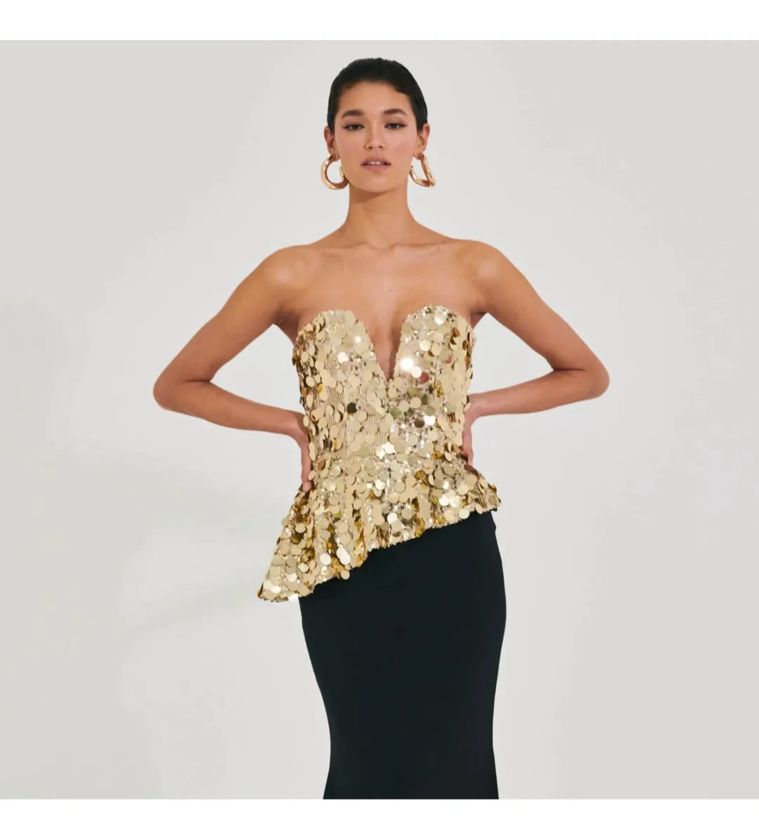 Meraki Official Mirror Jersey Gown Gold Size AU 6 for rent on The Volte - main image