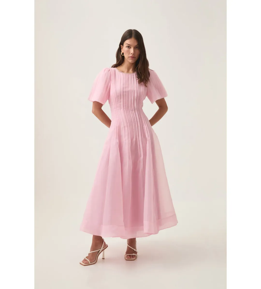 Aje Nova Pleated Dress Chalk Pink Size 4 for rent on The Volte - main image
