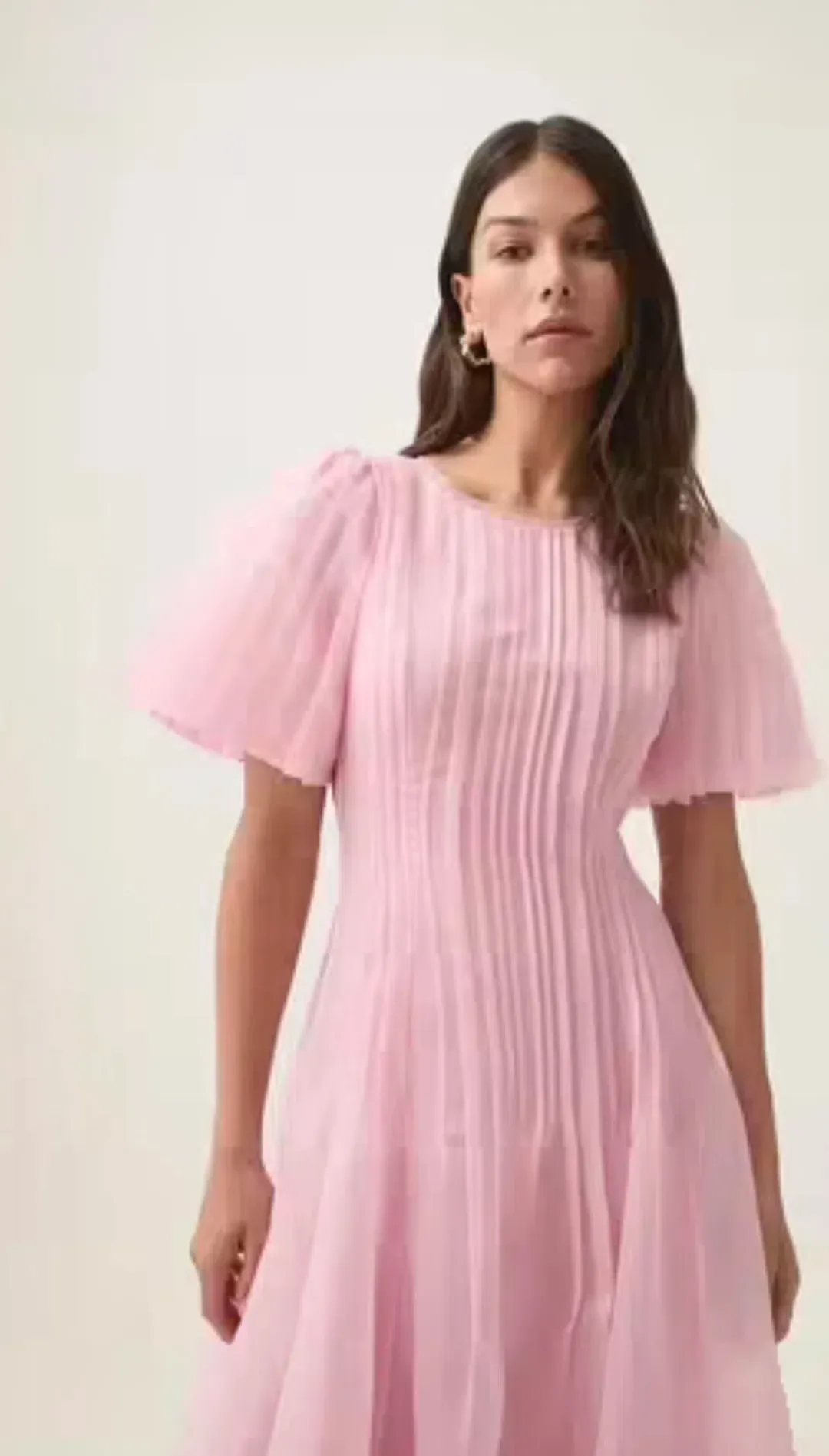 Aje Nova Pleated Dress Chalk Pink Size 4 for rent on The Volte - main image