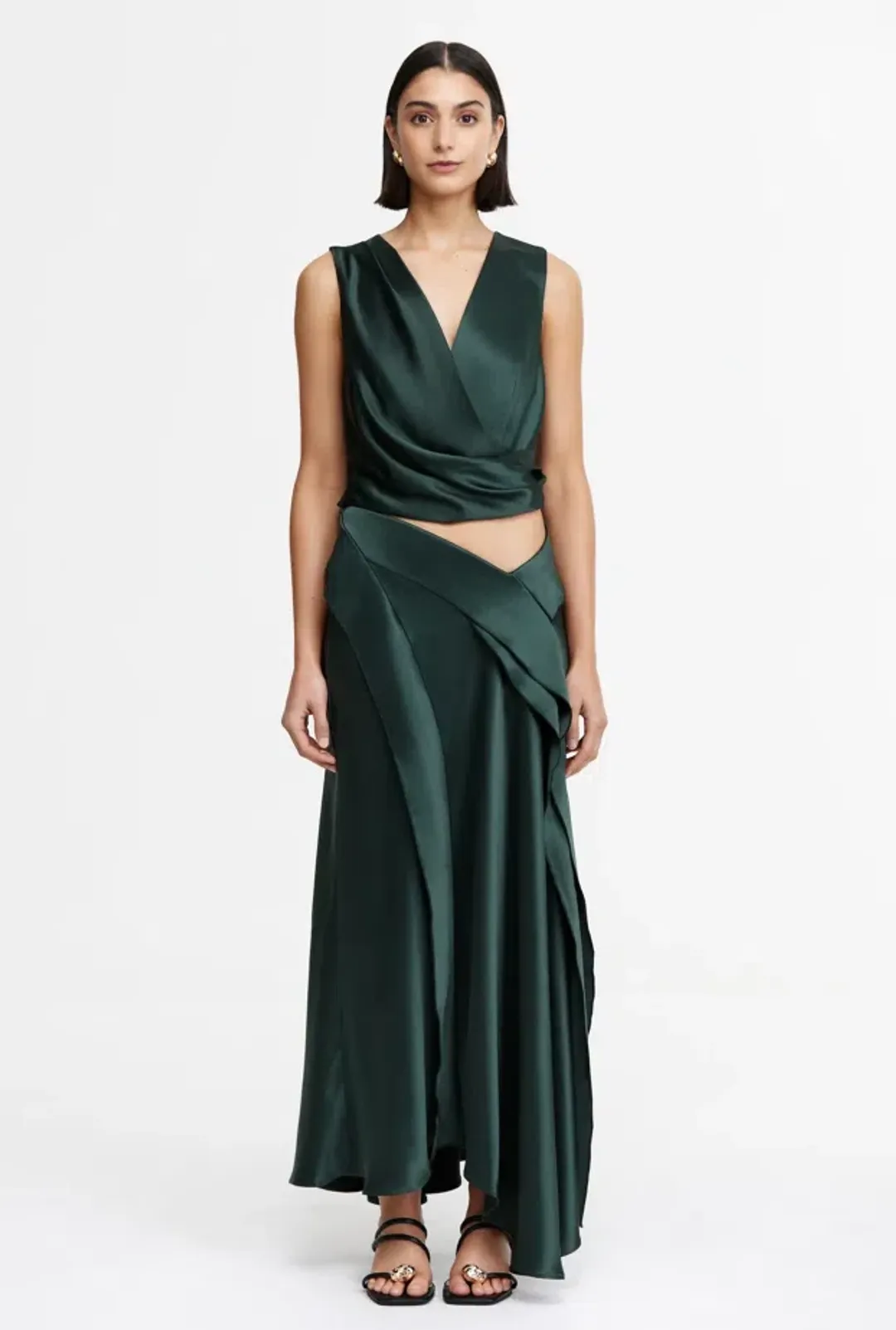 Acler Asney Top and Yewdale Maxi Skirt  Deep Olive Size 6 for rent on The Volte - main image