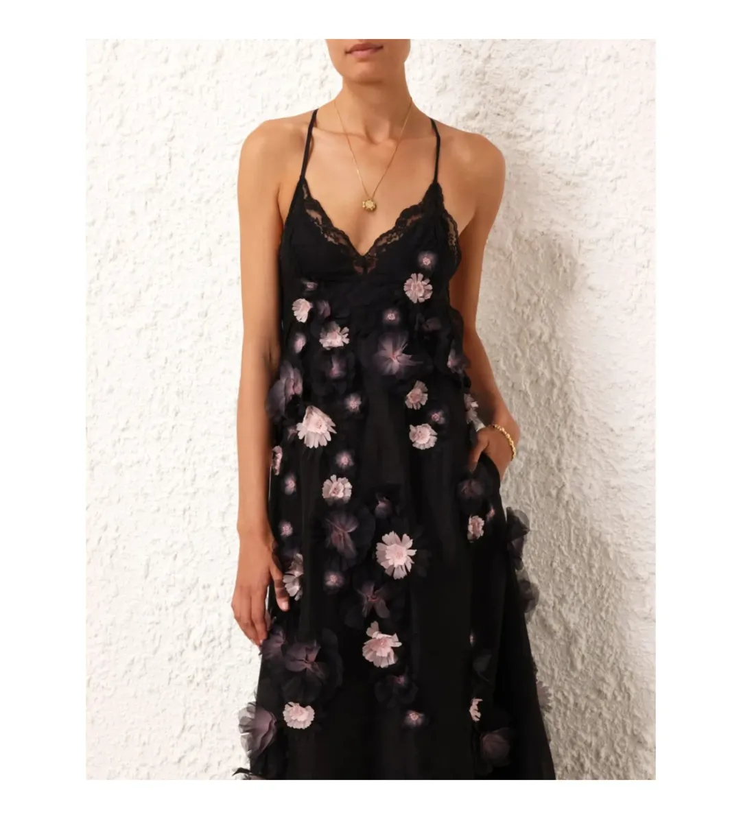 Zimmermann Matchmaker Daisy Slip Maxi Dress in Black Size AU 10 for rent on The Volte - main image