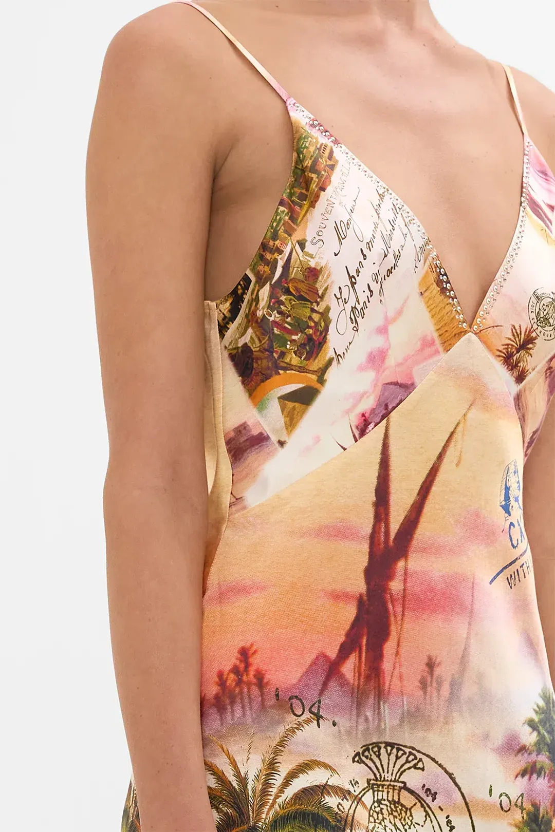 Camilla V Neck Full Length Bias Slip Maxi Dress Millas Got Mail Size 8 for rent on The Volte - main image