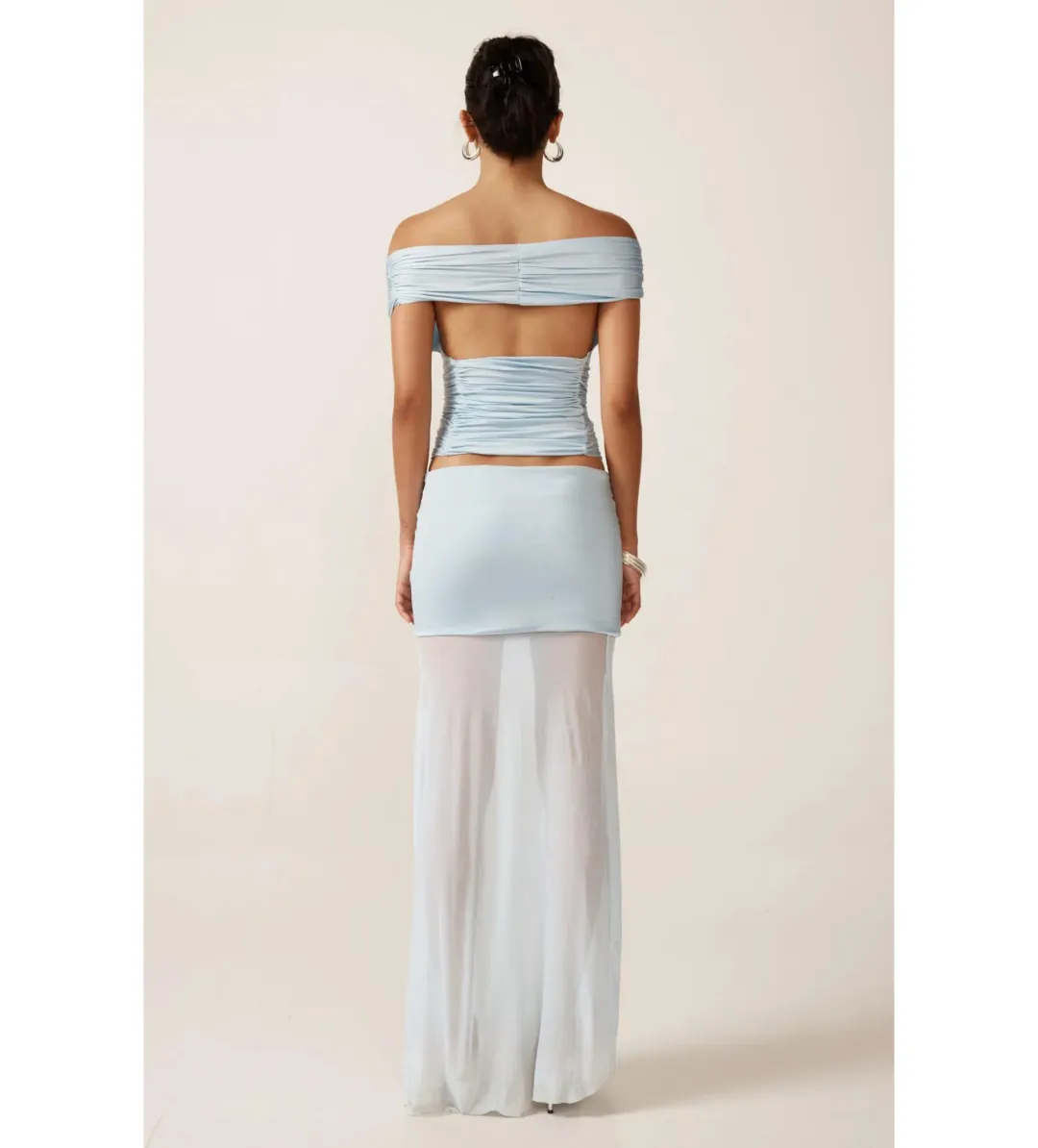 Ance Gria Grace Top and Maxi Skirt Set Sky Blue Size S AU 8 for rent on The Volte - main image