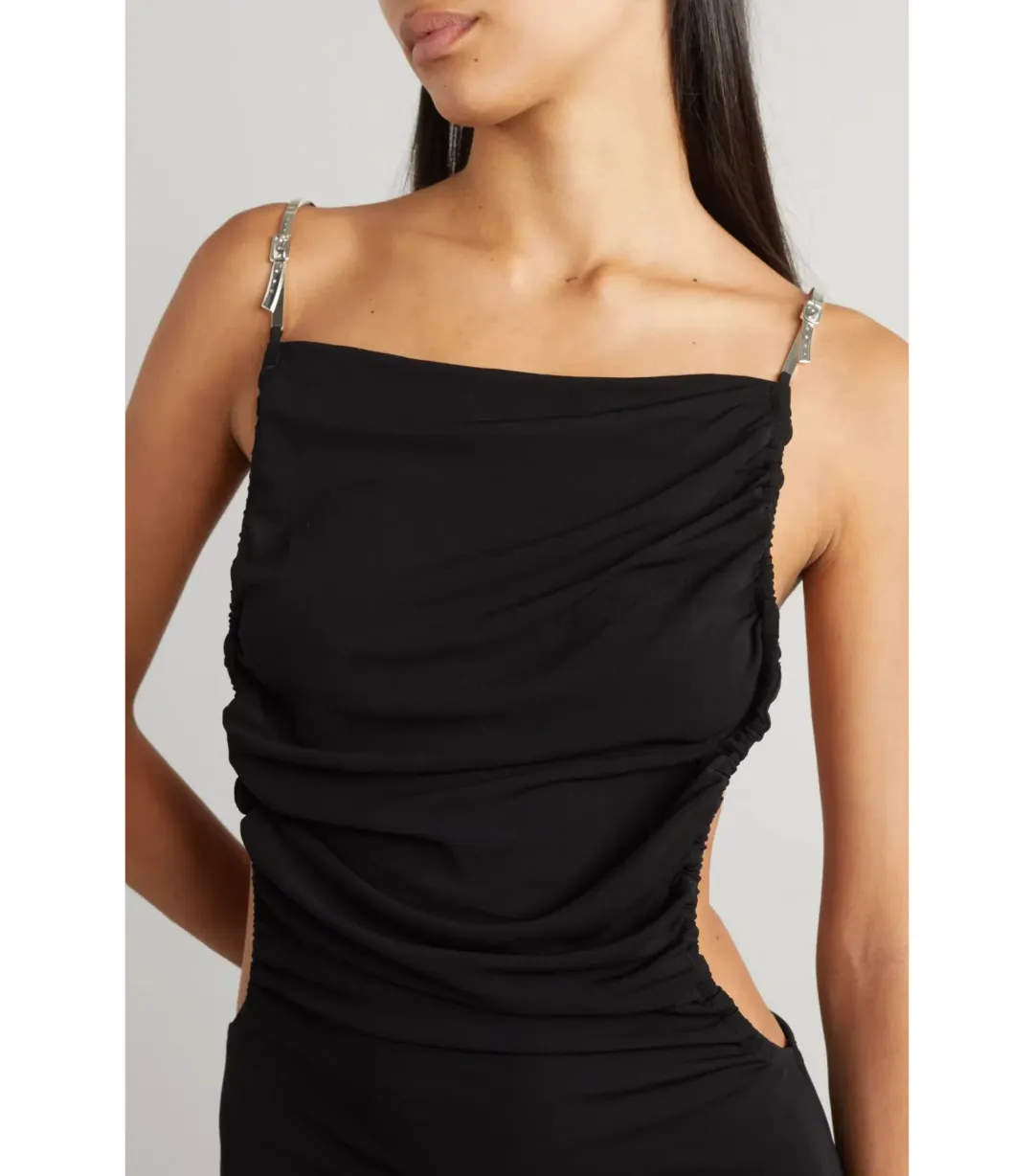 Christopher Esber Open-back Embellished Ruched Crepe Maxi Gown Black Size AU 6 for rent on The Volte - main image