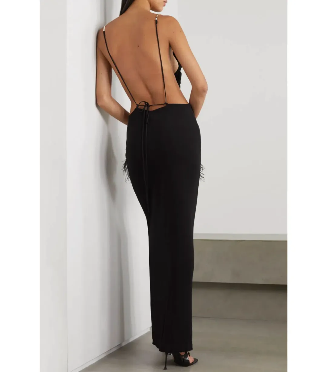 Christopher Esber Open-back Embellished Ruched Crepe Maxi Gown Black Size AU 6 for rent on The Volte - main image