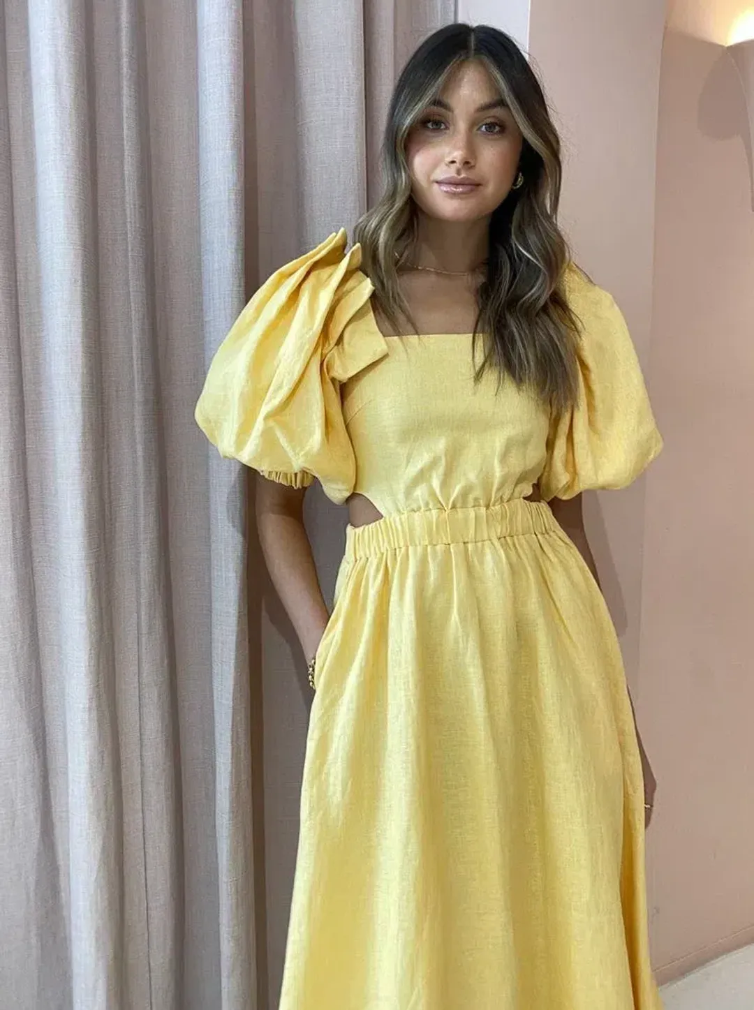 Sovere Noble Maxi Dress Buttercup Size AU 10 for rent on The Volte - main image