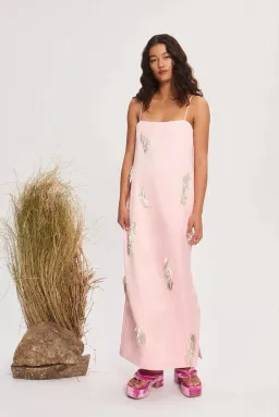 Alemais Cindy Embellished Slip Midi Dress in Pink Size 8 for rent on The Volte - image 1