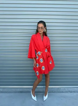 La Boheme Nirvana Robe Mini Dress Red Size 10/M for rent on The Volte - image 2