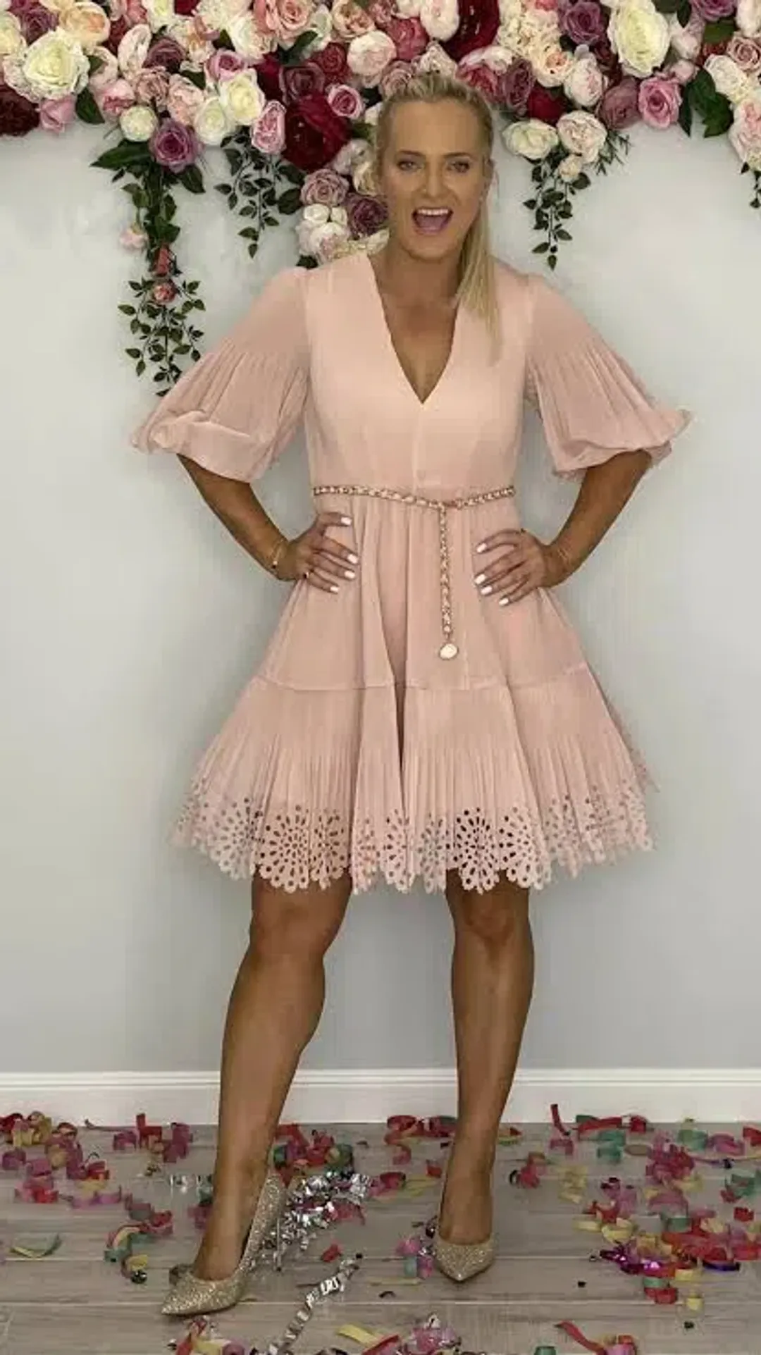 Zimmermann Pleated Mini Dress In Ballet  Size 3 AU 14 for rent on The Volte - main image