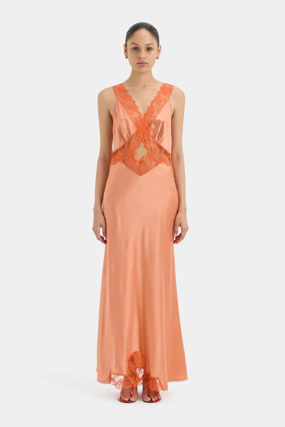Sir The label Aries Cut Out Gown Peach Size AU 12 for rent on The Volte - main image