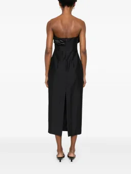 Magda Butrym Strapless Ruched Flower Midi Dress in Black Size 34 / AU 6 for rent on The Volte - image 4