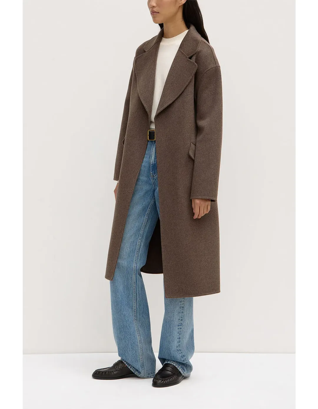 Assembly Label Sadie Single Breasted Wool Coat in Cocoa Marle Size for rent on The Volte - main image
