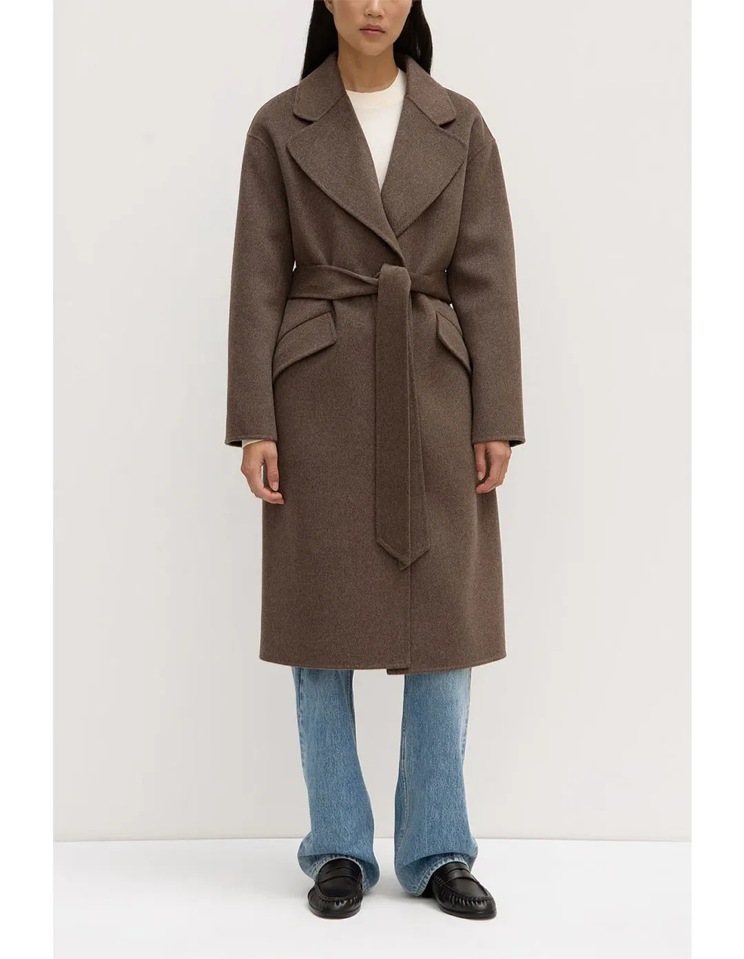 Assembly Label Sadie Single Breasted Wool Coat in Cocoa Marle Size for rent on The Volte - main image