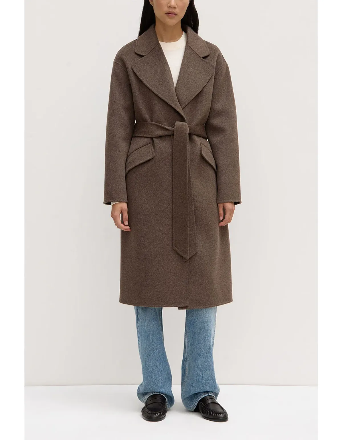 Assembly Label Sadie Single Breasted Wool Coat in Cocoa Marle Size for rent on The Volte - main image