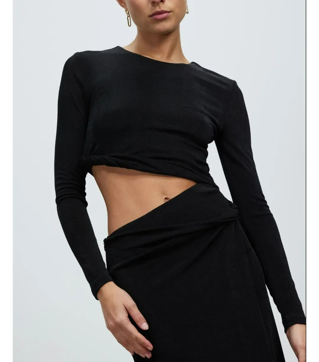 MISHA Arma Cut Out Midi Dress Black Size 6/XS for rent on The Volte - main image