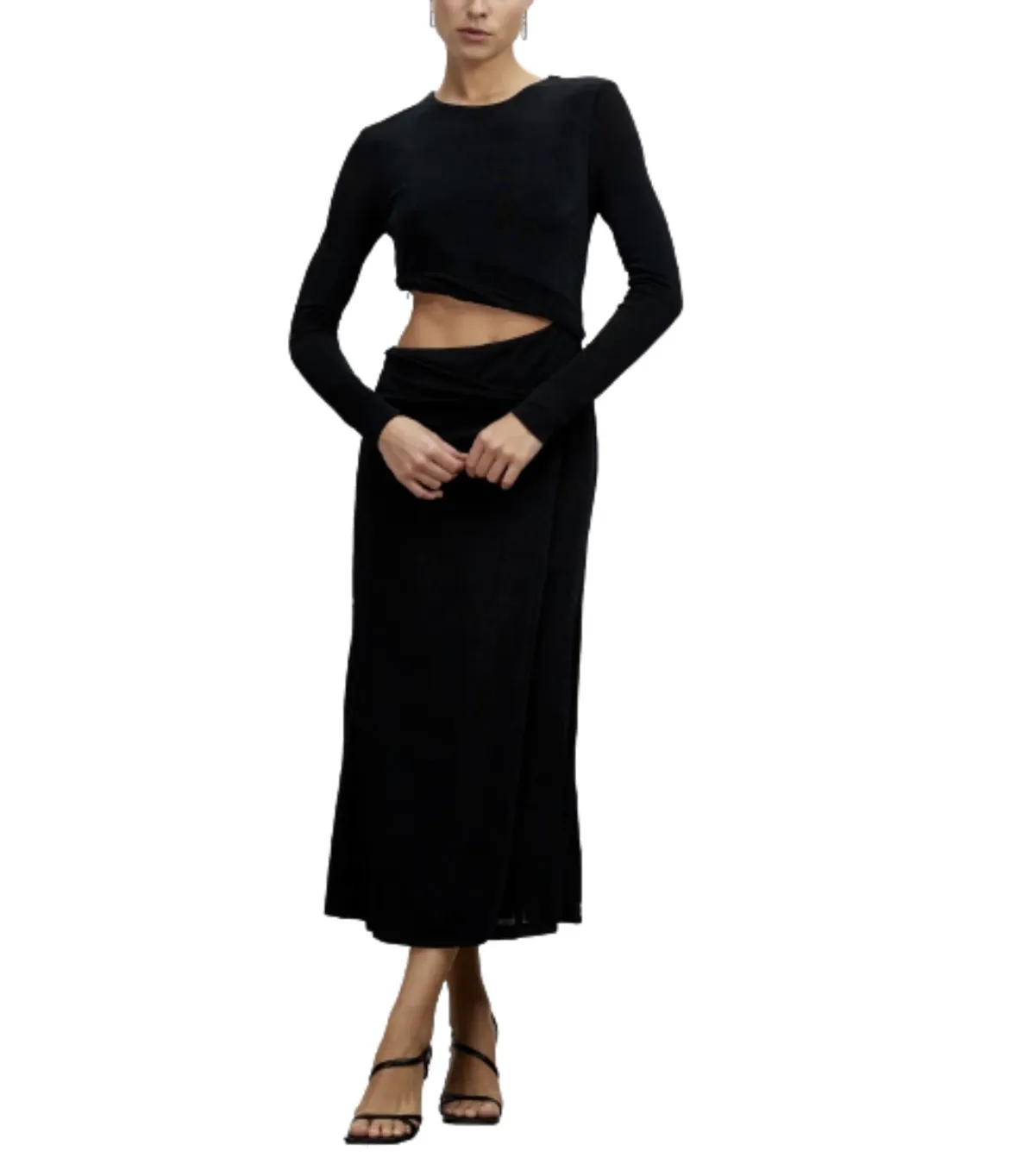 MISHA Arma Cut Out Midi Dress Black Size 6/XS for rent on The Volte - main image