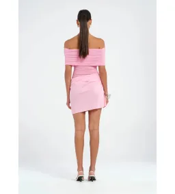 BENNI Nico Off-Shoulder Mini Dress Bubblegum Size AU 8 for rent on The Volte - image 3