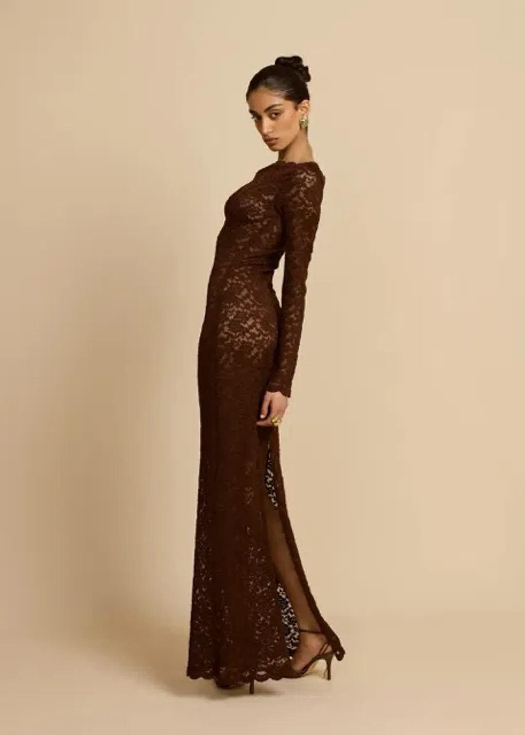 Arcina Ori Monet Maxi Dress Chocolate Brown Size AU 8 for rent on The Volte - main image