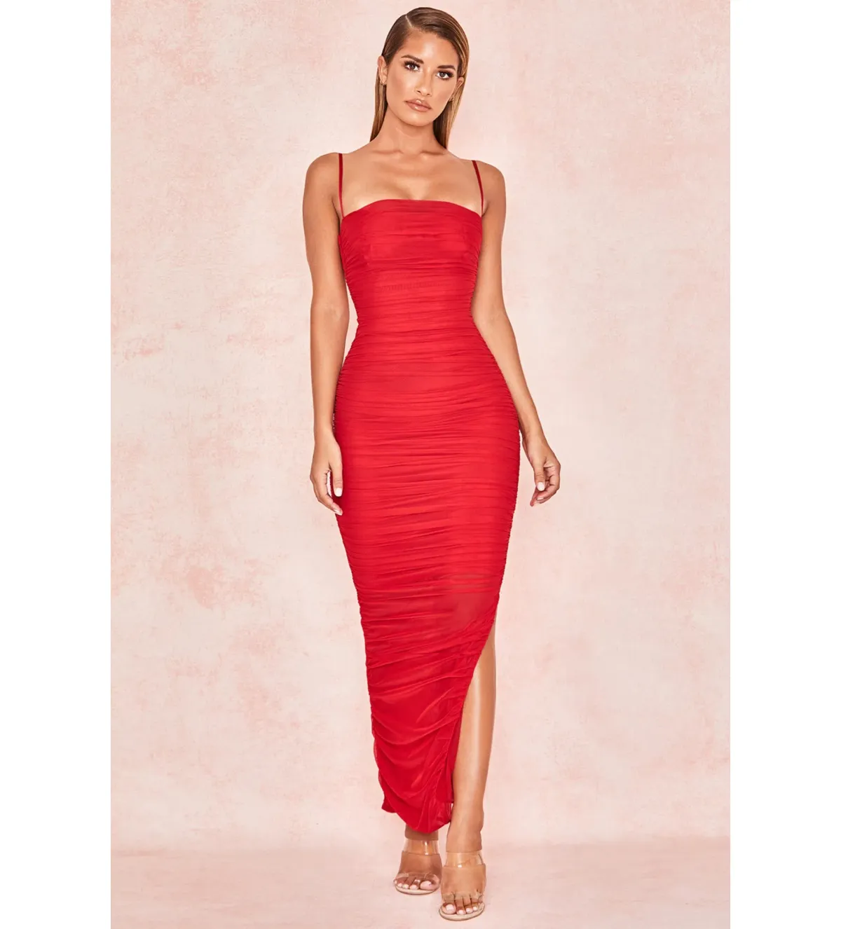 House Of CB Fornarina Organza Mesh Maxi Dress in Red Size AU12 for rent on The Volte - main image