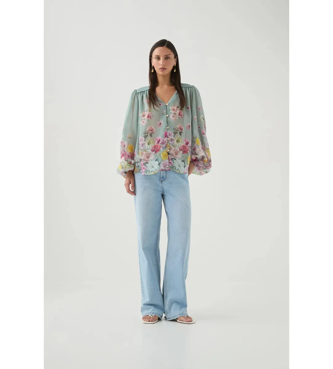 Aje Dreamscape Blouse Mist Collage Floral for rent on The Volte - main image