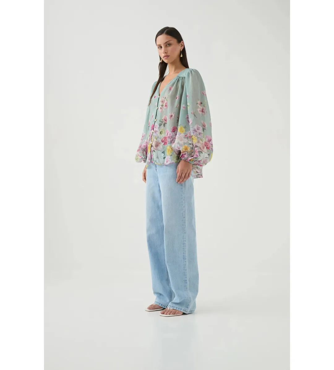 Aje Dreamscape Blouse Mist Collage Floral for rent on The Volte - main image