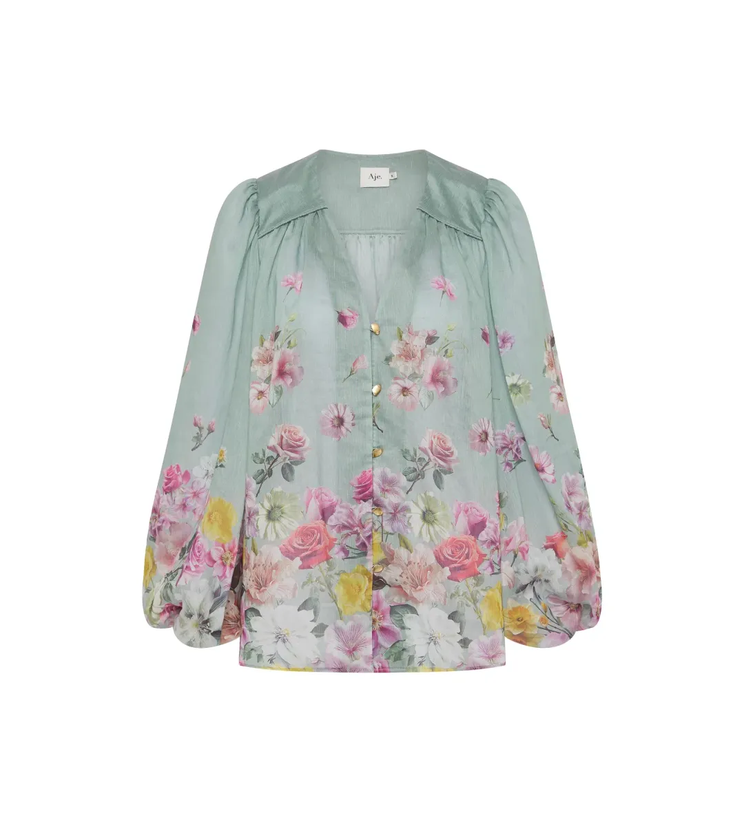 Aje Dreamscape Blouse Mist Collage Floral for rent on The Volte - main image
