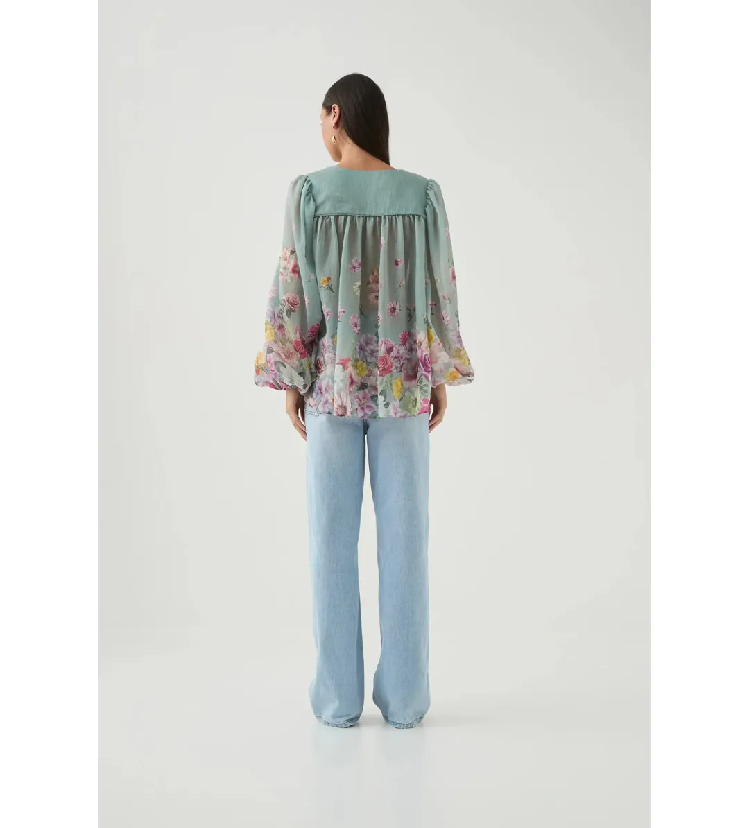 Aje Dreamscape Blouse Mist Collage Floral for rent on The Volte - main image