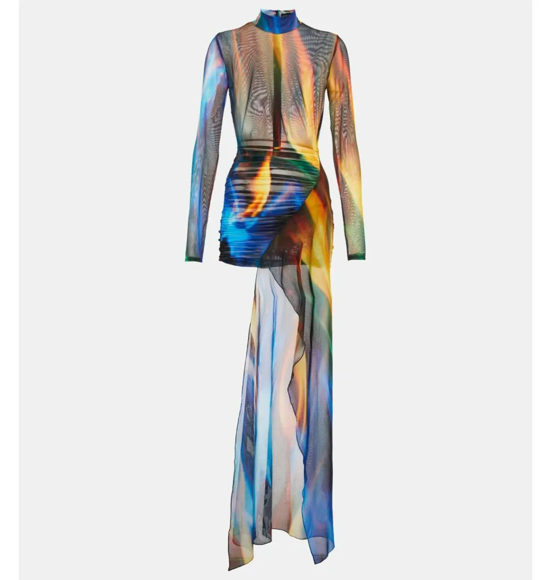 David Koma Draped Sheer Mesh Mini Dress Print Size 6 for rent on The Volte - main image