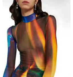 David Koma Draped Sheer Mesh Mini Dress Print Size 6 for rent on The Volte - image 3